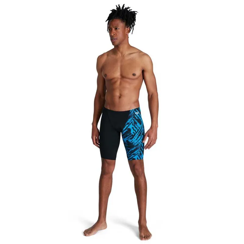 Speedo Men's Allover V-Cut Jammer - Black/Blue 28-3